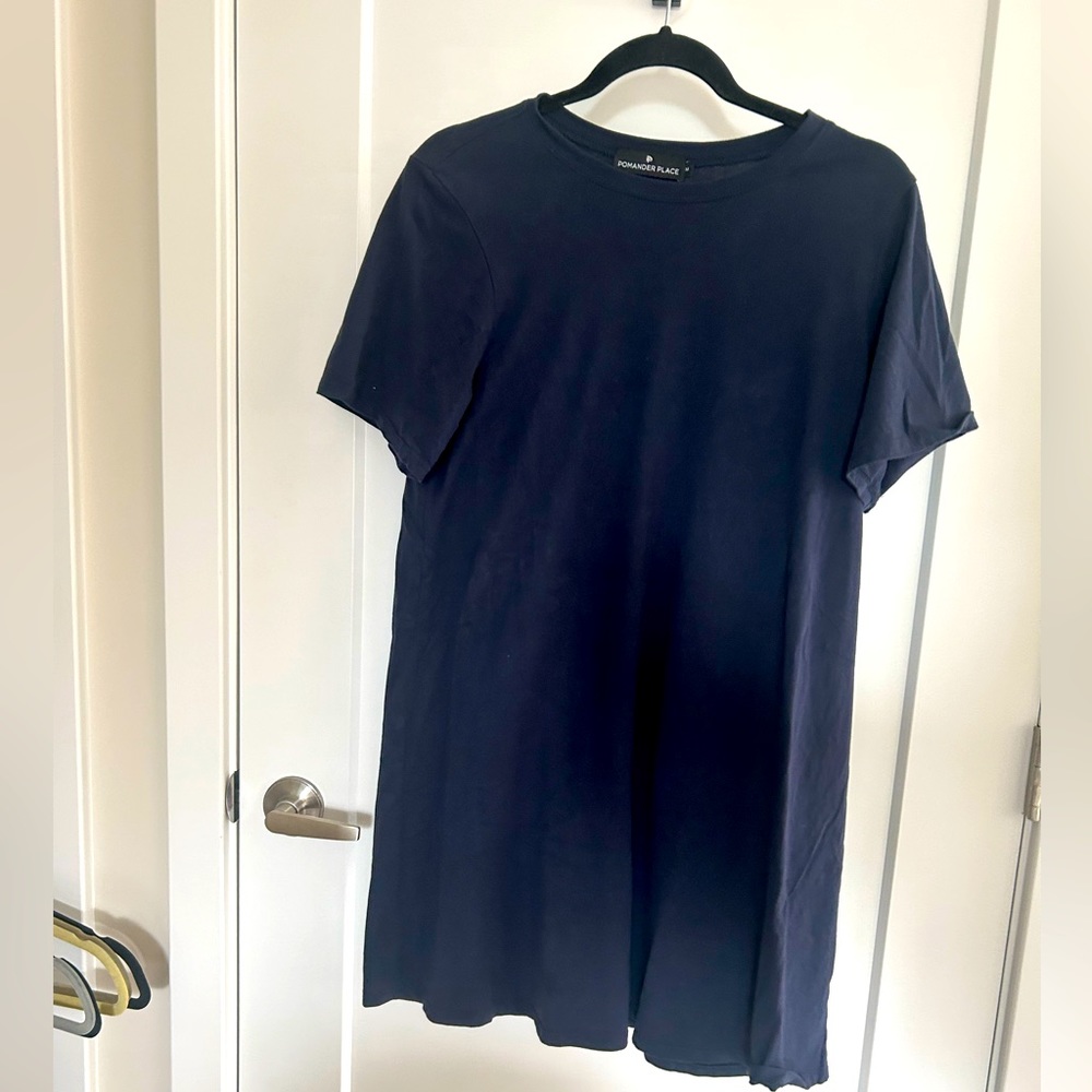 Pomander Place Navy Zoe Mini Tee Dress. Medium